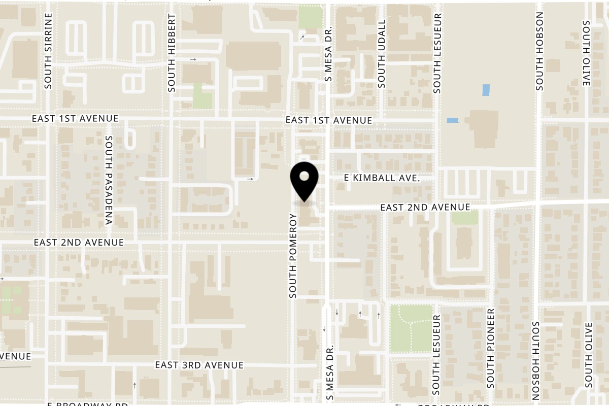 Map showing the location of Cirinos Pizza on 144 S Mesa Dr Ste B in Mesa